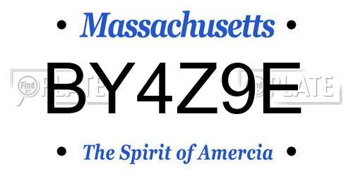 BY4Z9E Massachusetts License Plate