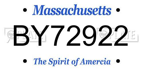 BY72922 Massachusetts License Plate