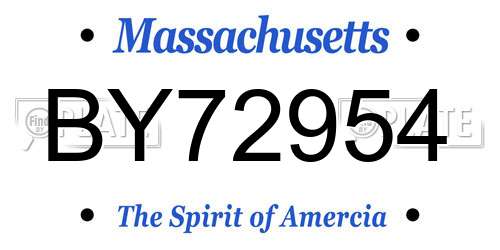BY72954 Massachusetts License Plate