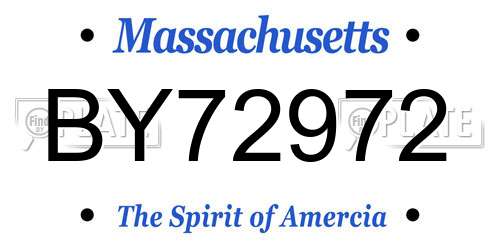 BY72972 Massachusetts License Plate