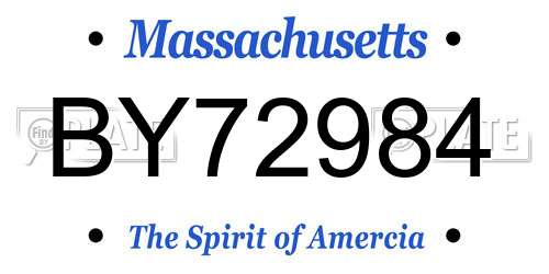BY72984 Massachusetts License Plate