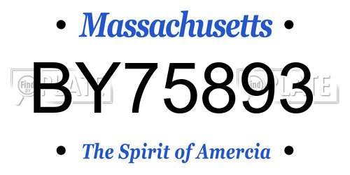 BY75893 Massachusetts License Plate
