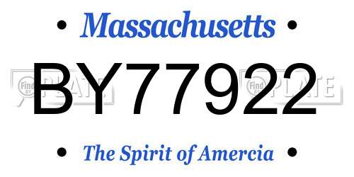 BY77922 Massachusetts License Plate