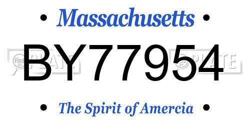 BY77954 Massachusetts License Plate