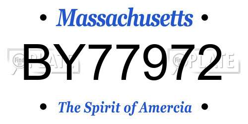 BY77972 Massachusetts License Plate