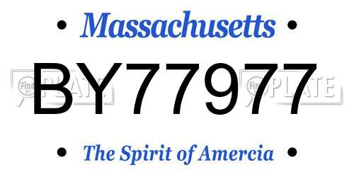 BY77977 Massachusetts License Plate