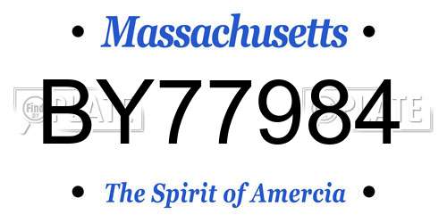 BY77984 Massachusetts License Plate