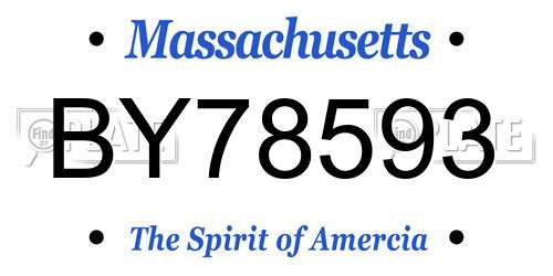 BY78593 Massachusetts License Plate