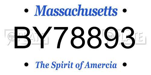 BY78893 Massachusetts License Plate