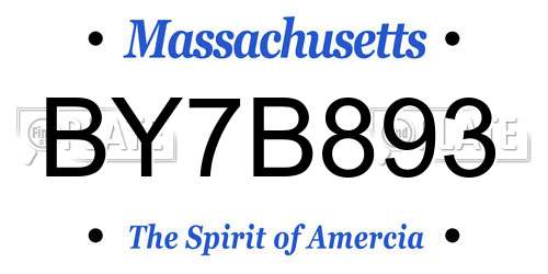 BY7B893 Massachusetts License Plate