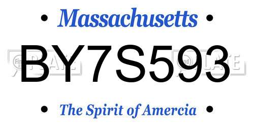 BY7S593 Massachusetts License Plate