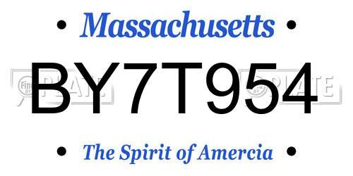 BY7T954 Massachusetts License Plate