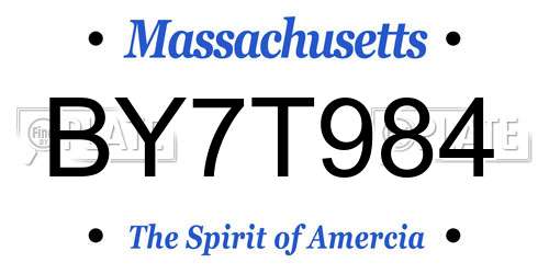 BY7T984 Massachusetts License Plate