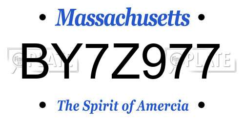 BY7Z977 Massachusetts License Plate