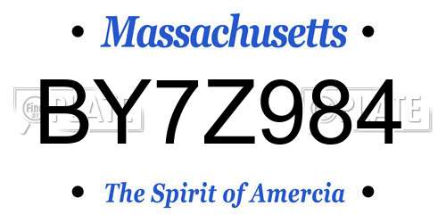 BY7Z984 Massachusetts License Plate