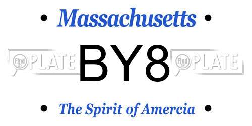 BY8 Massachusetts License Plate