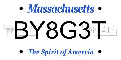 BY8G3T Massachusetts License Plate