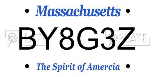 BY8G3Z Massachusetts License Plate