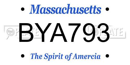 BYA793 Massachusetts License Plate