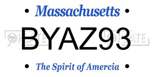 BYAZ93 Massachusetts License Plate