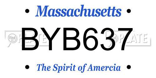 BYB637 Massachusetts License Plate