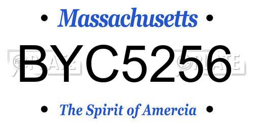 BYC5256 Massachusetts License Plate
