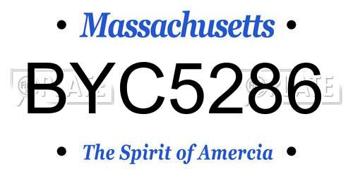 BYC5286 Massachusetts License Plate