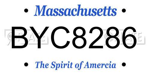 BYC8286 Massachusetts License Plate