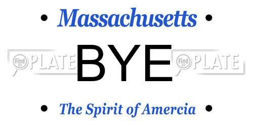 BYE Massachusetts License Plate