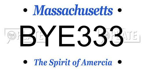 BYE333 Massachusetts License Plate