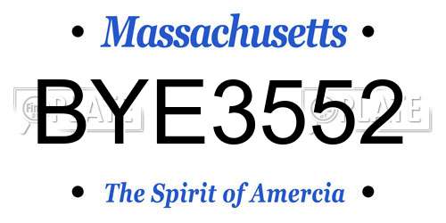 BYE3552 Massachusetts License Plate