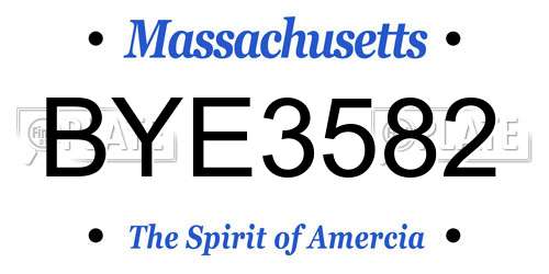 BYE3582 Massachusetts License Plate
