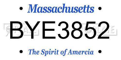 BYE3852 Massachusetts License Plate