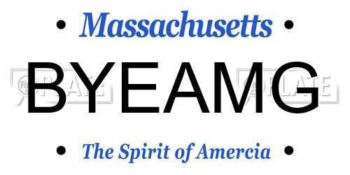 BYEAMG Massachusetts License Plate