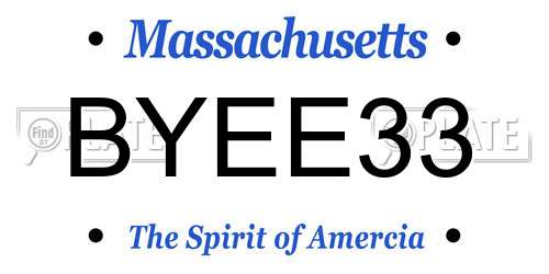 BYEE33 Massachusetts License Plate