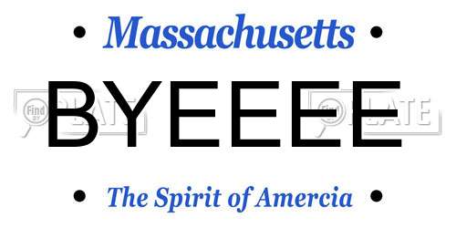 BYEEEE Massachusetts License Plate