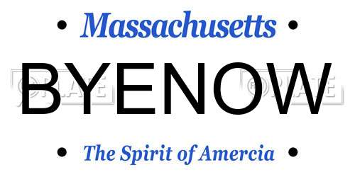 BYENOW Massachusetts License Plate