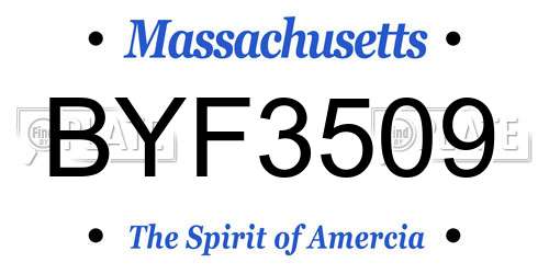 BYF3509 Massachusetts License Plate
