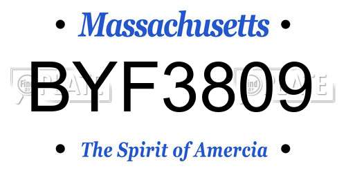 BYF3809 Massachusetts License Plate