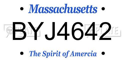 BYJ4642 Massachusetts License Plate