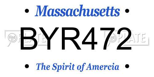 BYR472 Massachusetts License Plate
