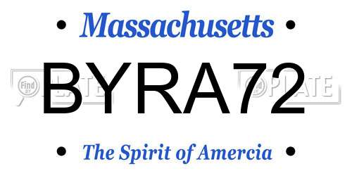 BYRA72 Massachusetts License Plate