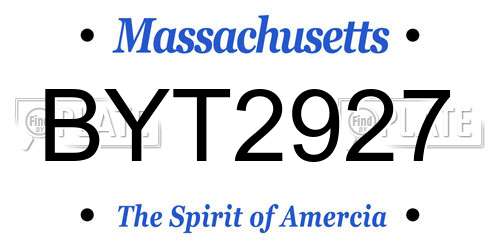 BYT2927 Massachusetts License Plate