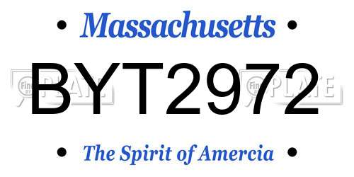 BYT2972 Massachusetts License Plate