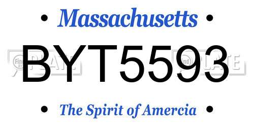 BYT5593 Massachusetts License Plate
