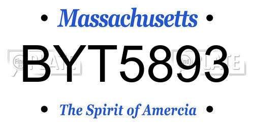 BYT5893 Massachusetts License Plate