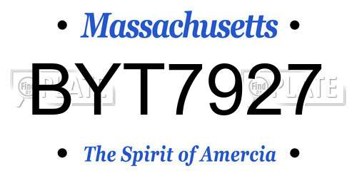 BYT7927 Massachusetts License Plate