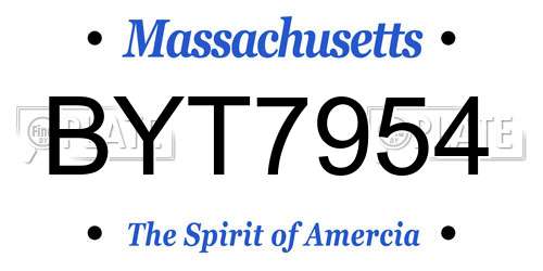 BYT7954 Massachusetts License Plate