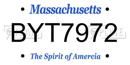 BYT7972 Massachusetts License Plate