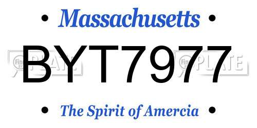 BYT7977 Massachusetts License Plate
